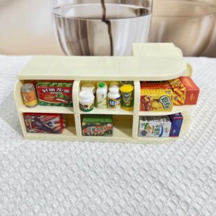 Mini Supermarket Cashier Mini Simulation Playhouse Toys Small Shelf Snack Beverage Beer Display Stand