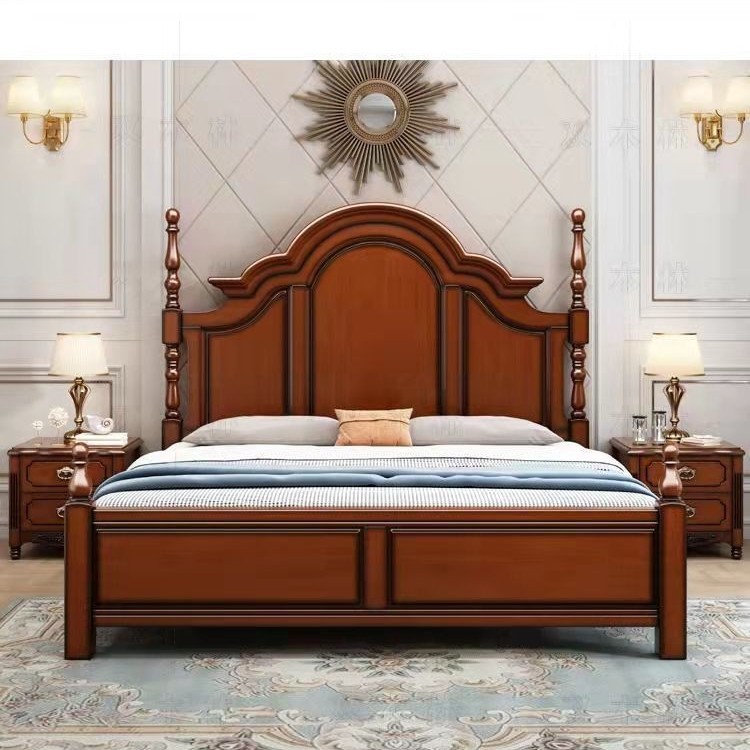 Luz de lujo americano cama de madera sólida 1.8m cama doble cama principal cama de matrimonio europea 1.5m caja de altura cama de almacenamiento dormitorio doméstico