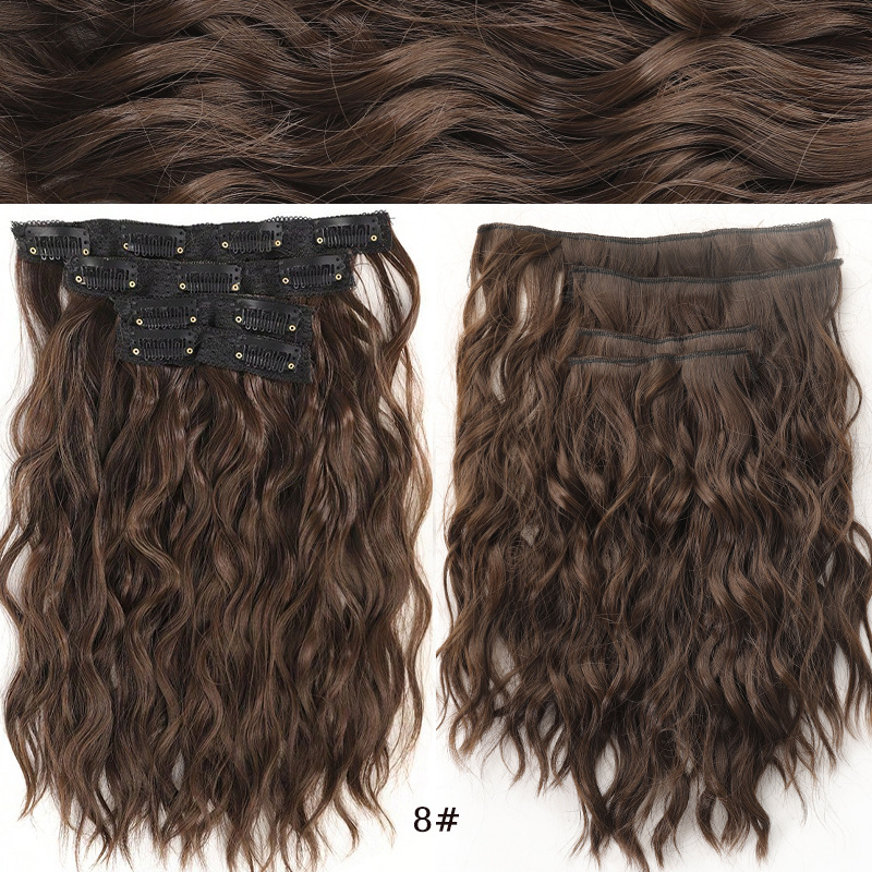 Extensii de păr sintetice cu clip ondulate efect undă_voghion.com