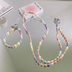 少女彩色菱形珠手環手機掛繩包包掛鏈手機鏈長繩斜跨掛脖通用掛飾