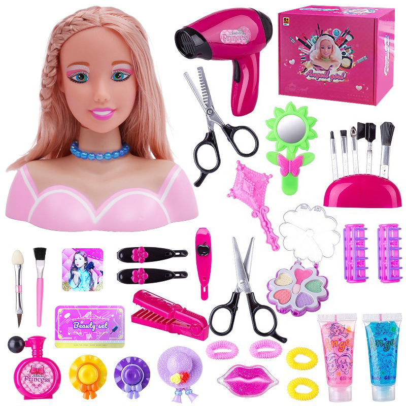 Cross-border modelo de medio cuerpo de los niños de juguete traje de vestir pelo medio cuerpo muñeca niña jugar casa maquillaje juguete