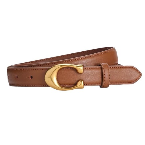 Manufacturer wholesale genuine leather women's belt with jeans belt for women trendy fashion cowhide Arc de Triomphe brown