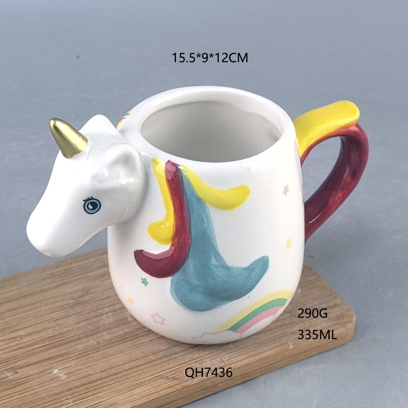 Unicornio transfronterizo Taza de cerámica leche taza de desayuno Arco Iris caballo de dibujos animados taza de la Oficina taza creativa del hogar