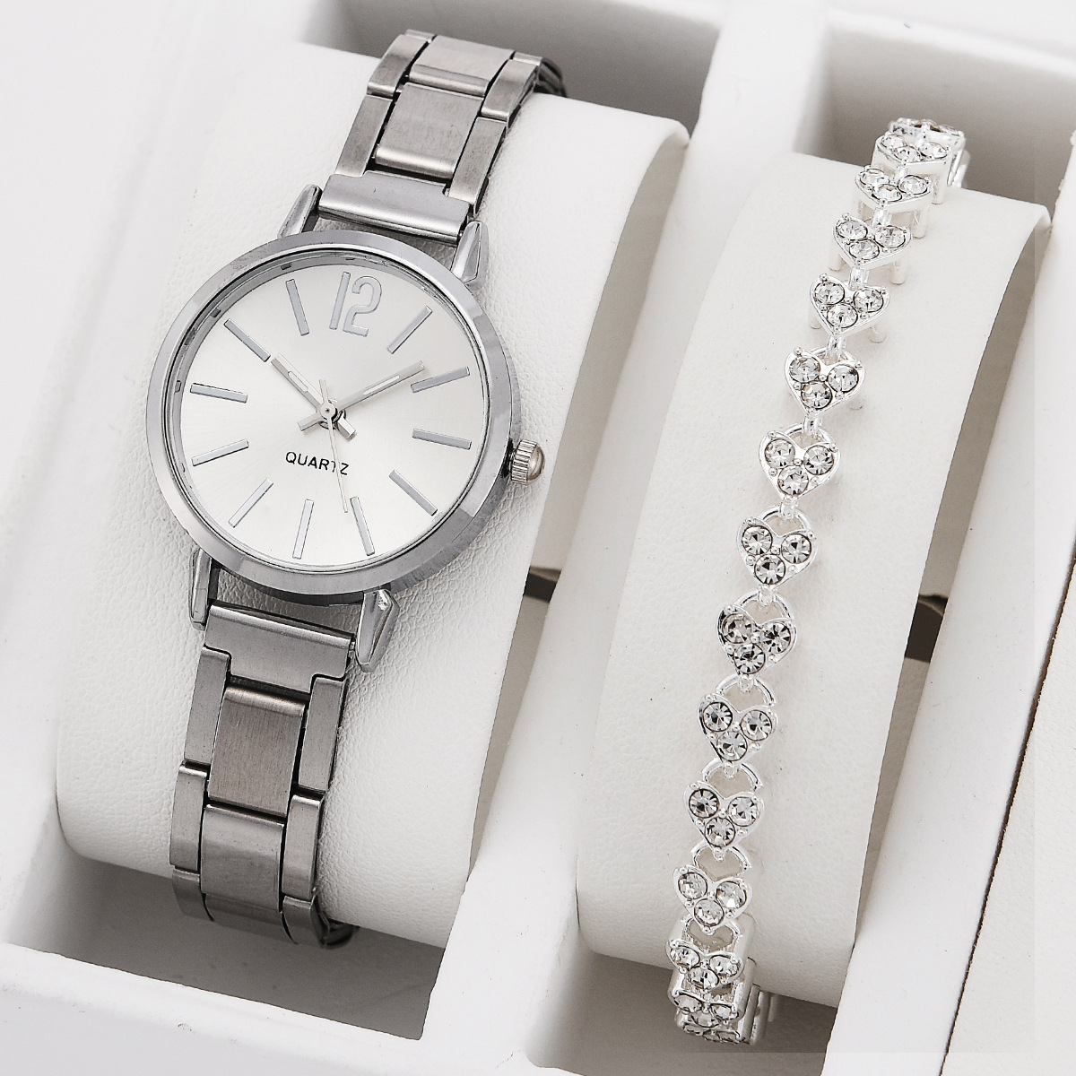 Reloj de mujer correa de acero temperamento reloj de pulsera de moda simple moda reloj de cuarzo conjunto de pulsera image 20