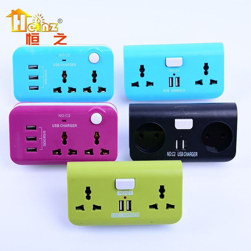 Enchufe de conversión de carga USB de estilo europeo con convertidor portátil y práctico tablero de conexión estándar europeo