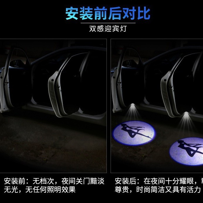Puerta del coche Luz de bienvenida de fibra de carbono sensor de luz inalámbrico puerta del coche Luz de bienvenida Luz de proyección Luz de modificación del coche image 5