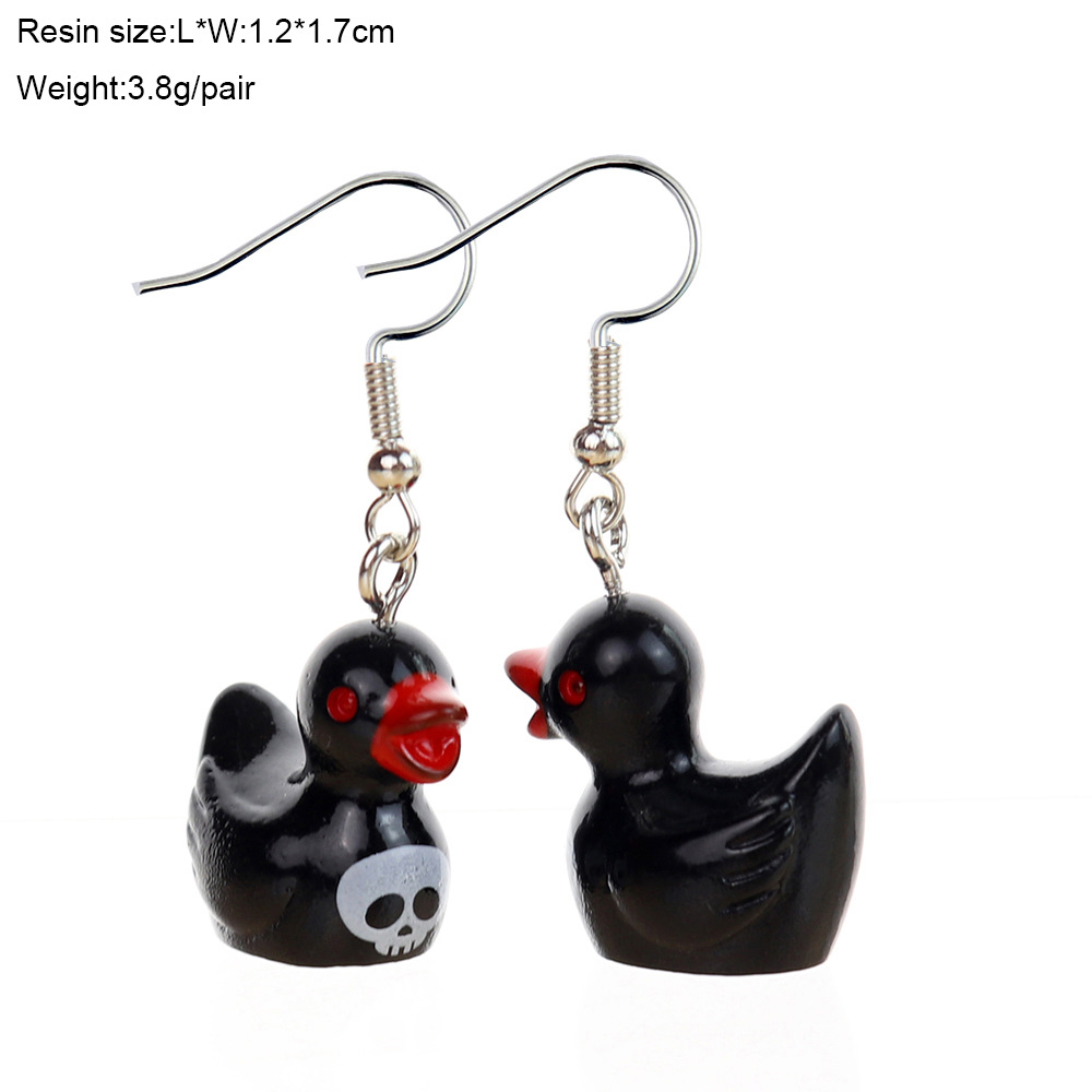12g Weight Iron Ear Needle Material Drop Earrings, Earrings, Ear hook Classification 1 Pair Quantity Daily, Street Occasion Resin Material Halloween Festival Cartoon, Duck Pattern All Seasons Season Women's Gender Cute Style 1 Pair Cute Cartoon Duck Resin Women's Drop Earrings Earrings Ear Hook 3