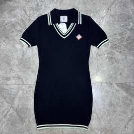 女装Casa卡萨针织连衣裙 欧美刺绣章仔双色拼接袖口 跨境速卖通