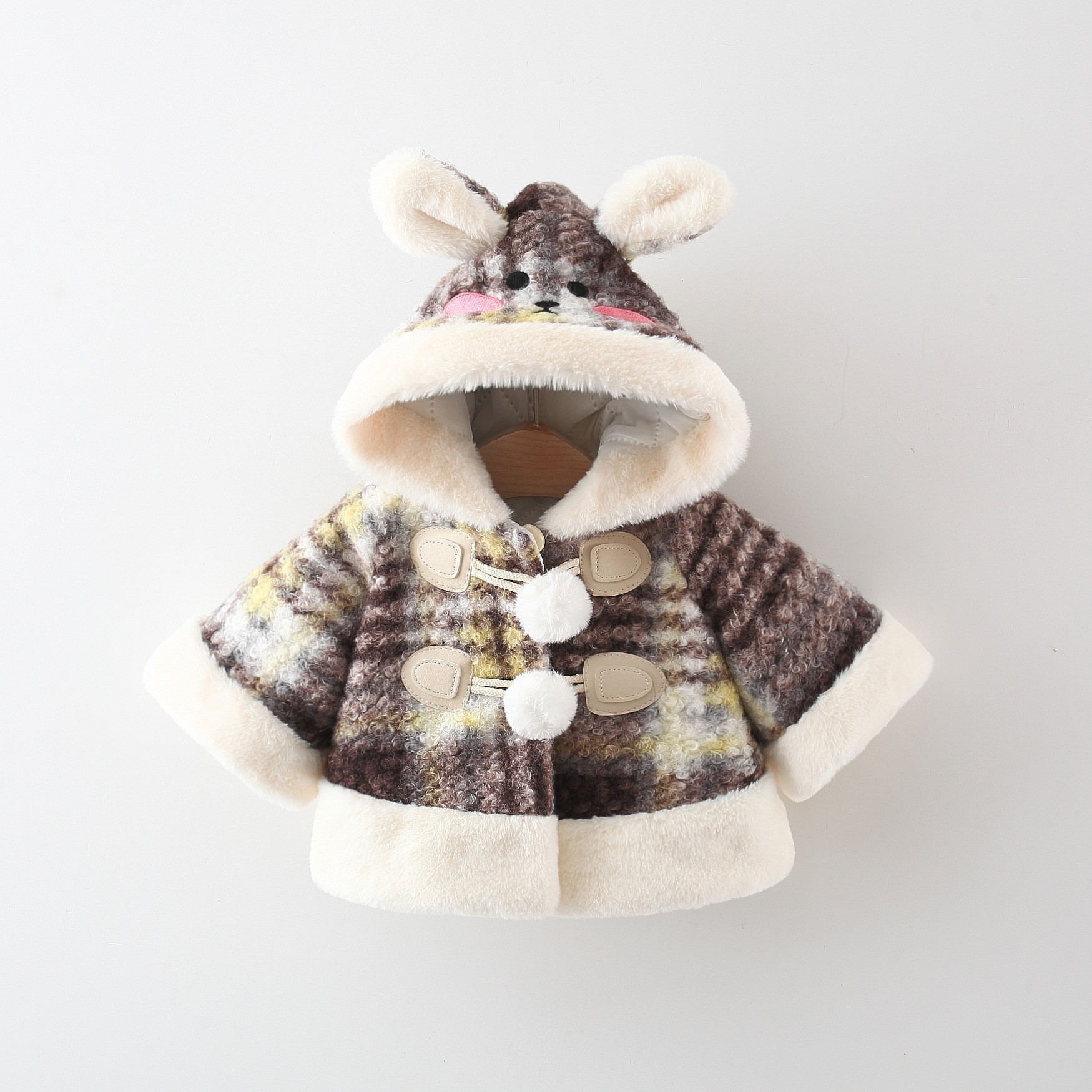 1725 ropa para niños capa para bebé capa para otoño e invierno nuevo abrigo de lana a cuadros cálido para niños abrigo grueso para niñas image 2