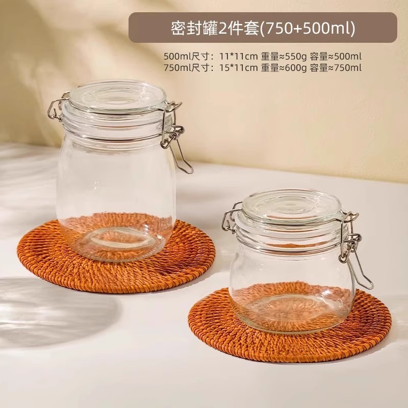 Frasco de vidrio sellado con tapa botella de miel vino espumoso tarro de encurtidos domésticos Comida pequeña jarra de almacenamiento botella vacía