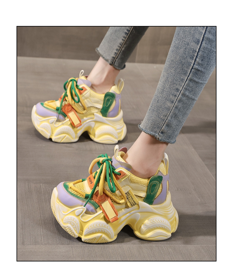 Giày sneaker nữ đế dày chunky lưới thoáng khí tăng chiều cao — màu sắc chi tiết 14