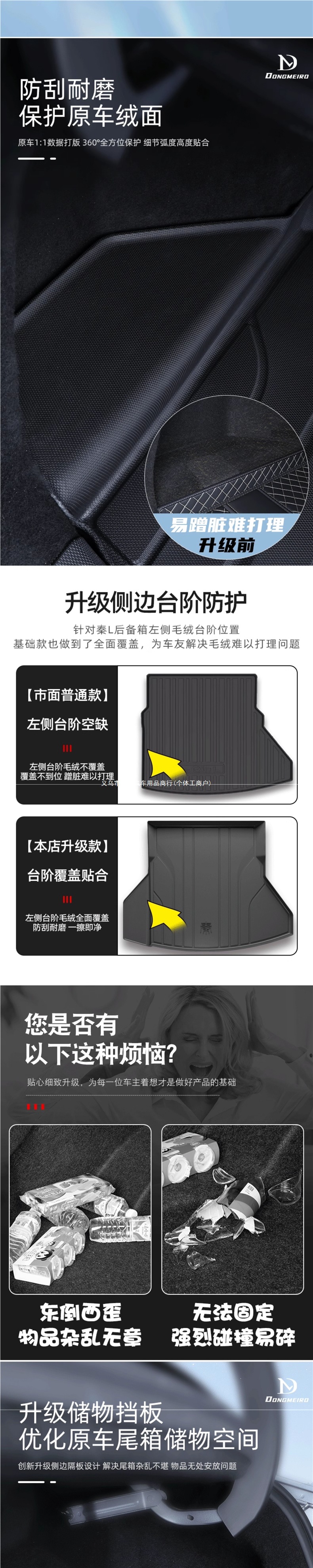 BYD Qin L trunk mat full coverage TPE Qin L DMI trunk mat car interior decoration accessories