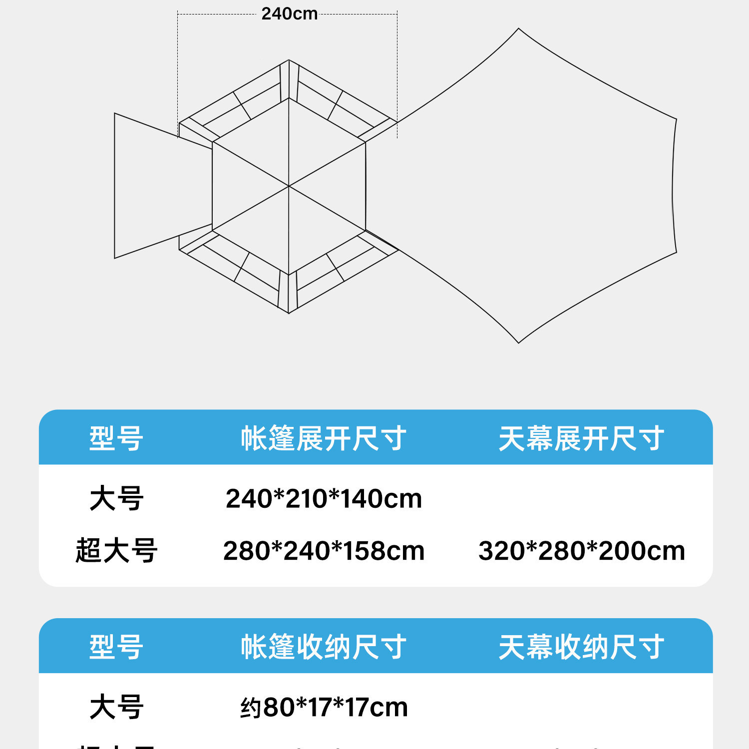 Tent for Outdoor Camping, Portable Sunshade and Canopy Two-In-One, Complete Set of Equipment for Overnight Camping in the Wilderness