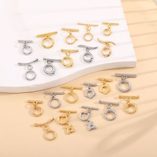 保色鍍18K真金迷你幾何四葉草OT扣 diy飾品配件手鏈項鏈連接扣頭