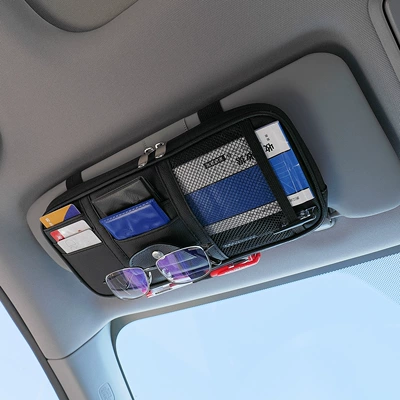 Car Sun Visor Card Holder Car Glasses Clip/Bill Clip - black-without-pattern