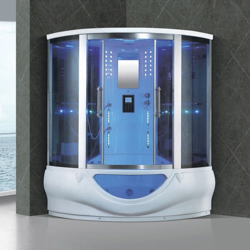 Sala de vapor húmeda en forma de abanico Sala de ducha de vapor de 1,5 m Sala de ducha integrada Sauna Sala de vapor de sudor