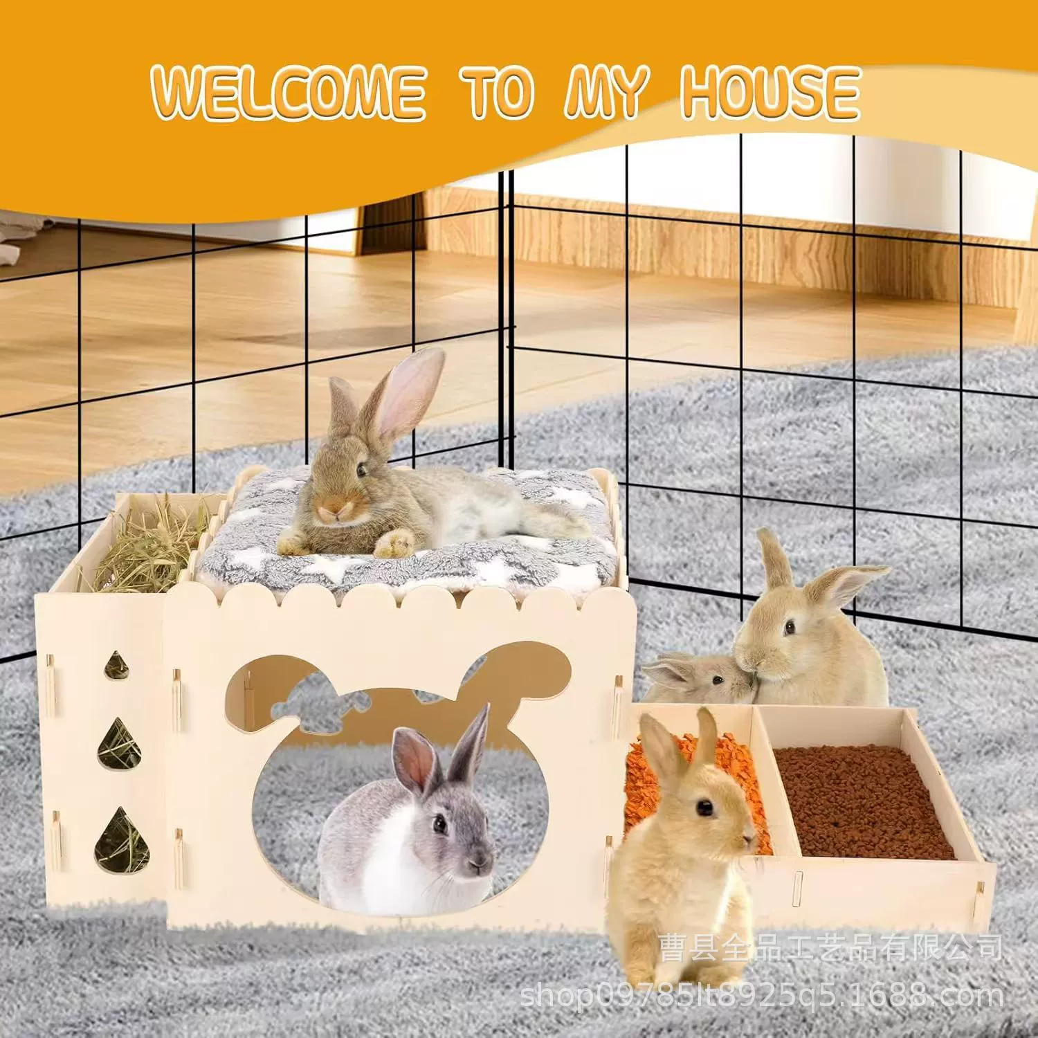 Деревянный кролик гнездо съемная игрушка замок сращивание кролика платформа голландская свинья деревянный игрушечный дом