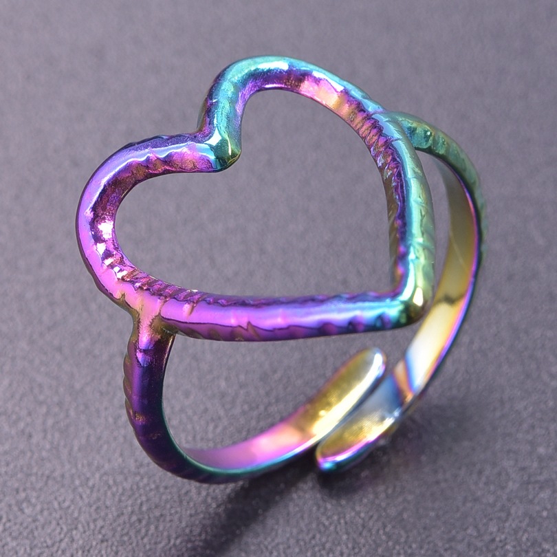 Open Ring Classification Adjustable Ring Size 1 Piece Quantity PVD Coated Real Gold Plated Heart Shape 304 Stainless Steel Simple Style Waterproof Non Tarnish Open Ring