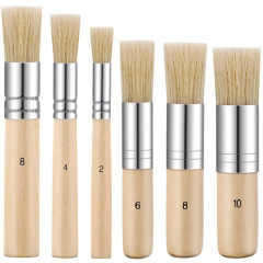 Cross-border 3-piece hog bristle brush set, wooden handle, watercolor and acrylic paint brushes