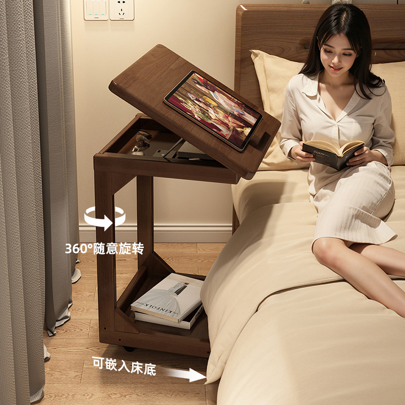 Bedside Table C-Shaped Movable Bedside Table for Home Bedroom Small Side Table with Wheels Coffee Table Small Table Bedside Storage Rack