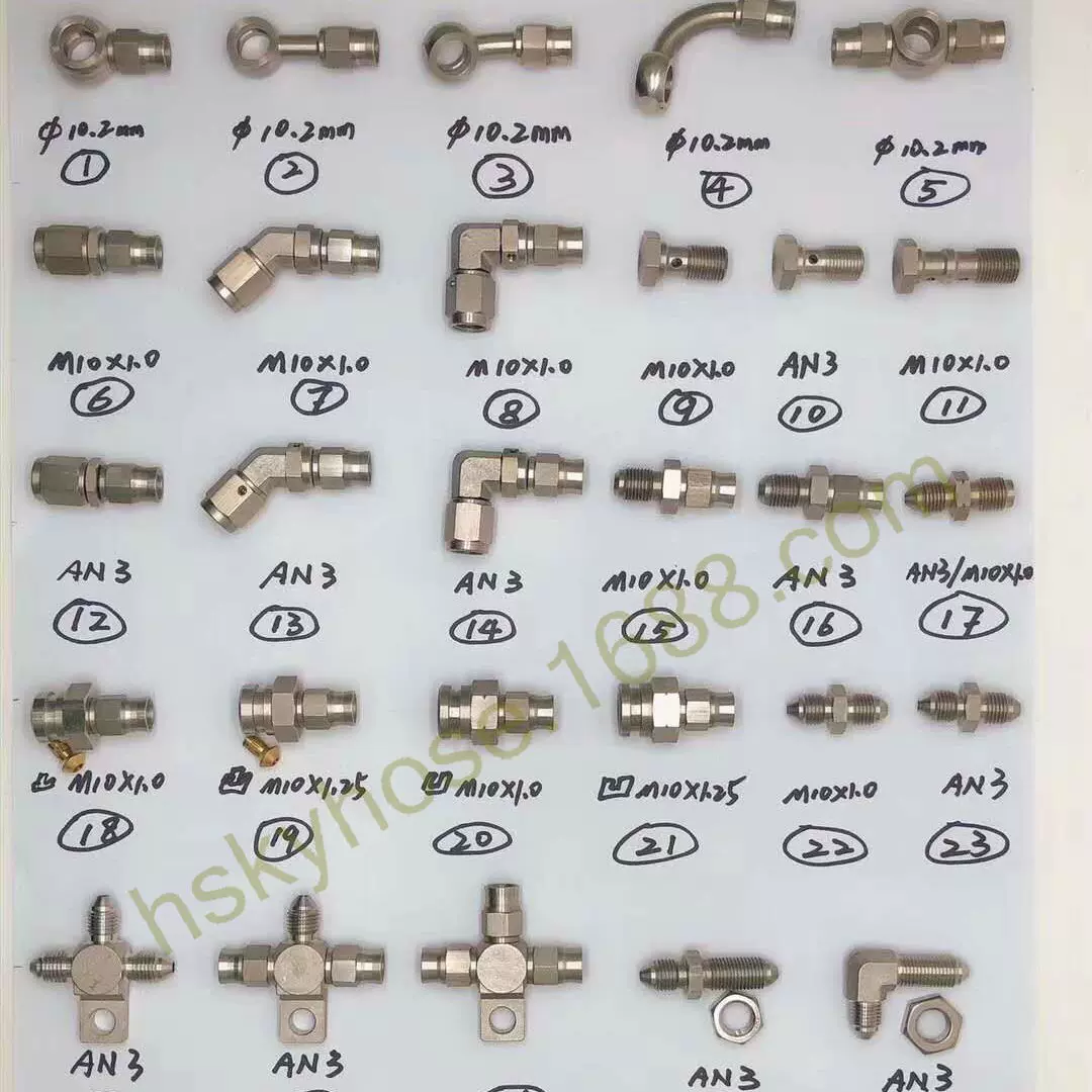 定制 AN3不锈钢接头，刹车油管接头，钢喉接头，各种刹车管接头