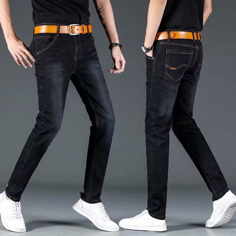Summer New Stretch Jeans Men's Straight Loose Casual Large Size Denim Men's Work Wear-Resistant Long Pants