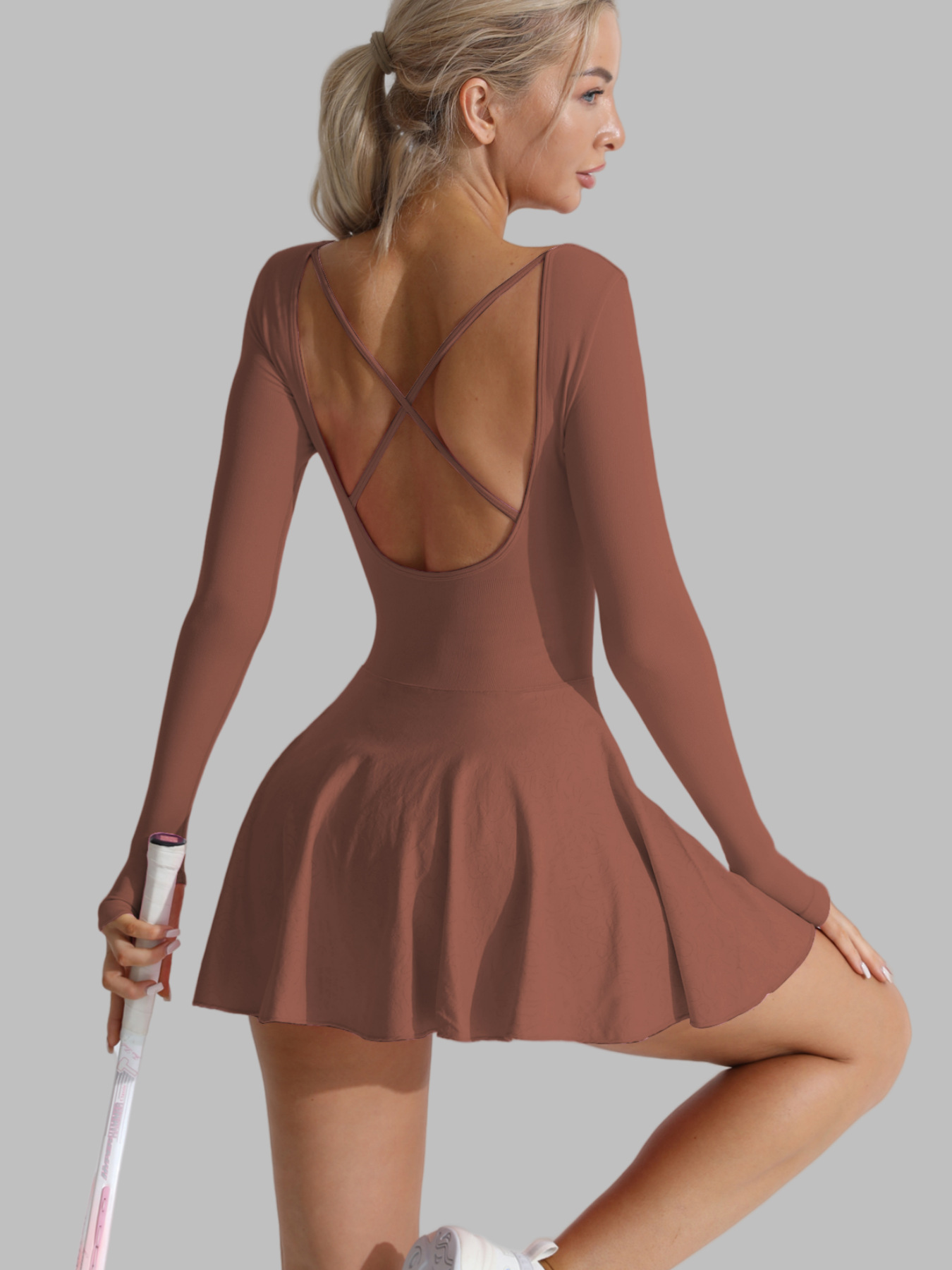 Sexy And Beautiful Back Golf Tennis Dress One-piece Garment. Running Sport Anti-bareback Yoga Suit For Fitness Short Skirt._ecoleips.com