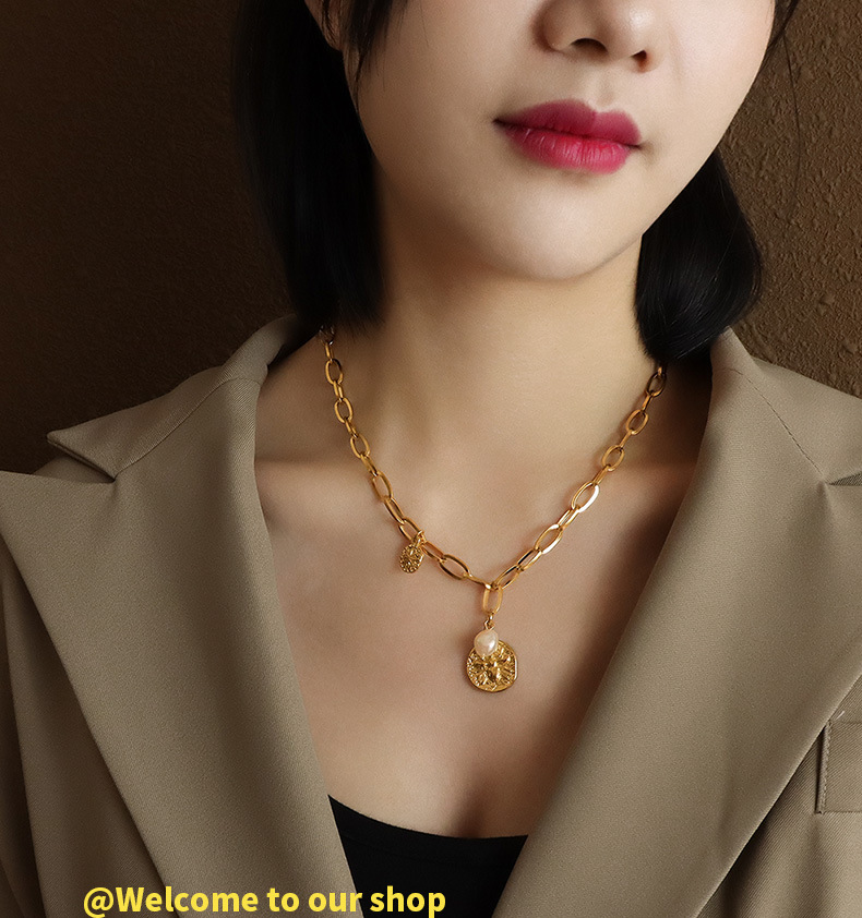 30g Weight PVD Coated Real Gold Plated Geometric Titanium Steel Fashion Waterproof Non Tarnish Necklace