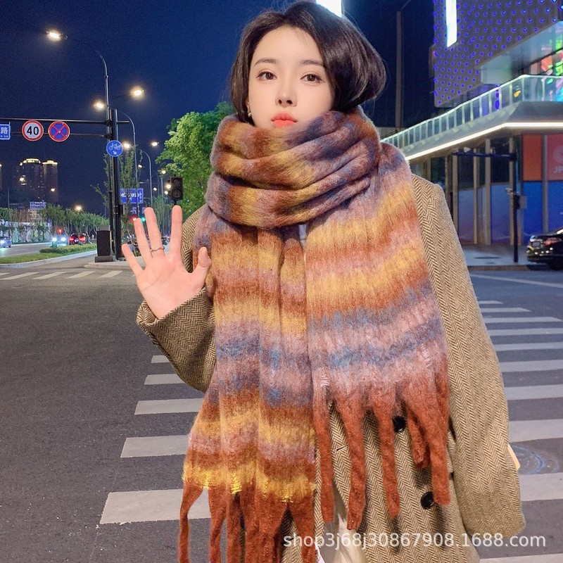 围巾冬季女2025新款薄荷绿色格子羊绒韩系百搭氛围高级感加厚围脖|undefined