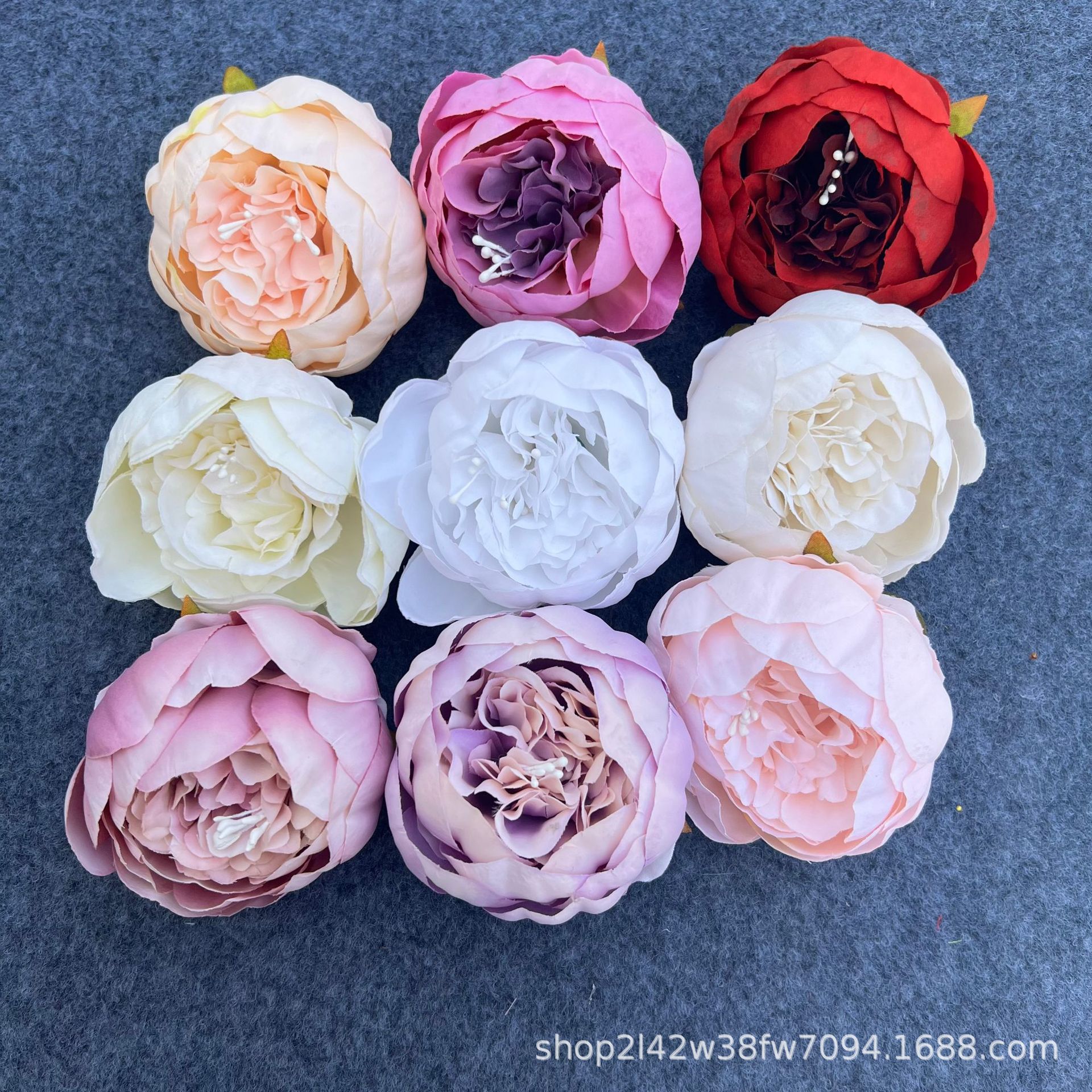 Peony Flower Head Artificial Props European-Style Cross-Border Wholesale Props Bouquet Wedding Home Decoration Fake Flowers Flower Arrangement Wedding