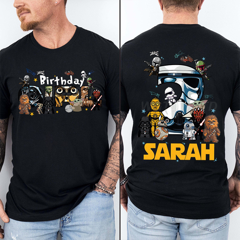 Star Wars Peripheral Printed Round Neck Short-Sleeved European and American Cross-Border Trendyy Men's and Women's Casual Loose T-Shirts