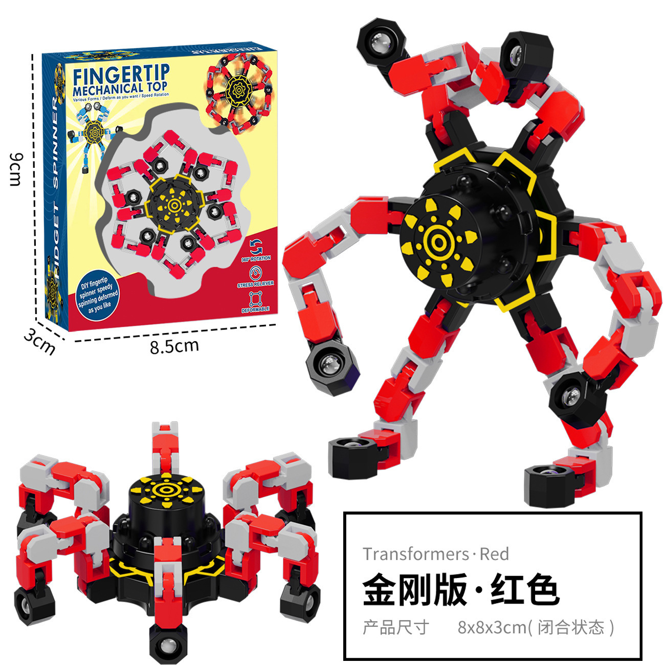 Fidget Spinner Deformable con Luz para Niños de Plástico ABS Giratorio