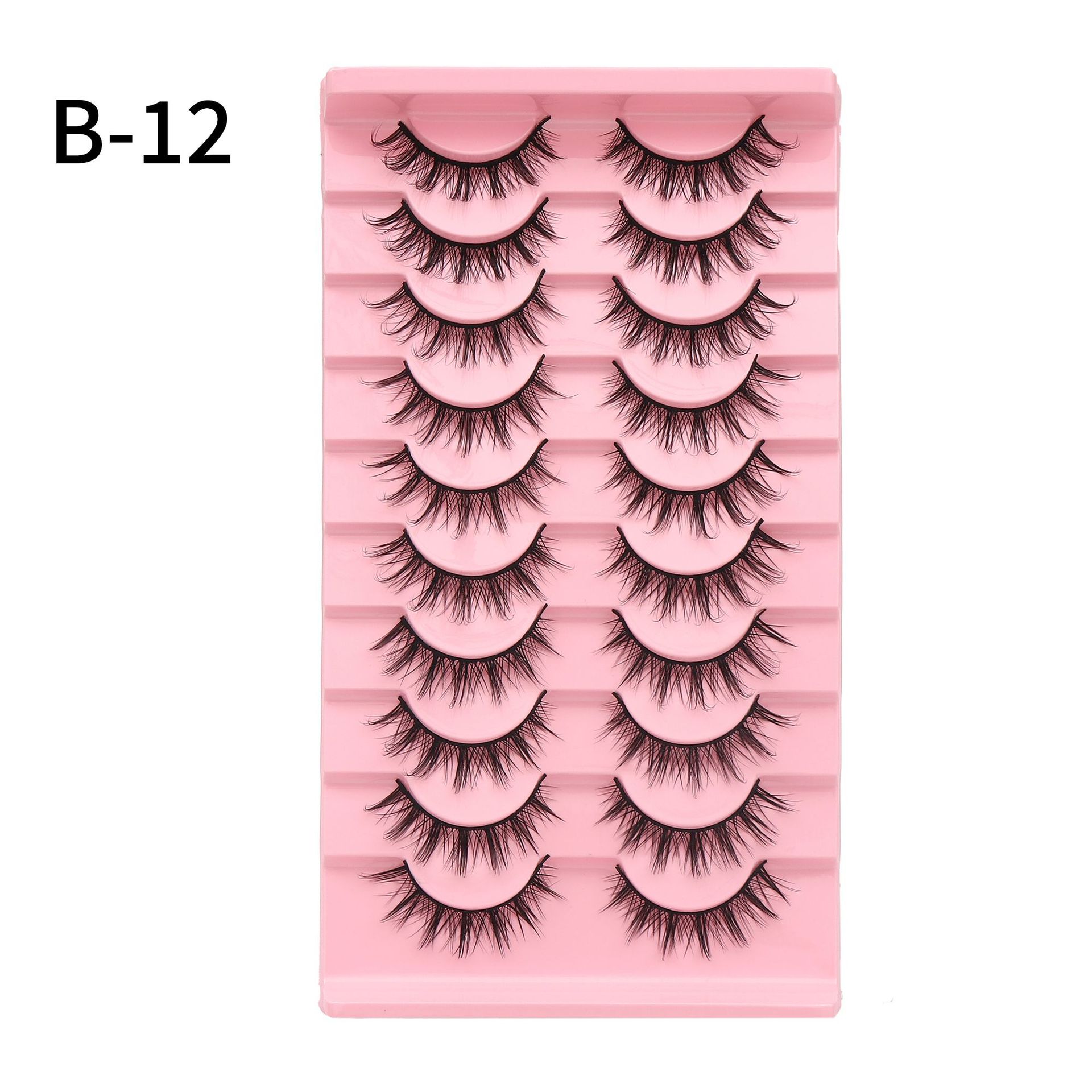 En stock una caja de 10 pares 009 pequeño diablo pestañas falsas natural multi-nivel 3D tridimensional pestañas fábrica al por mayor