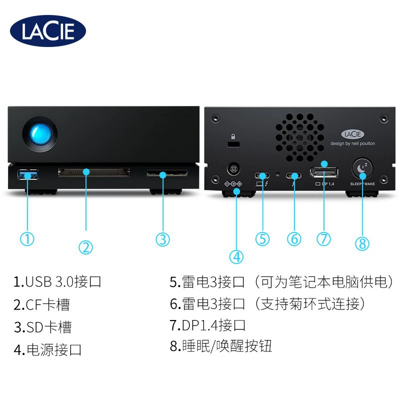LACIE 8T/10T/16T/18T/20 Тип-C/Встроенный SD‑слот 1Большой док-станция