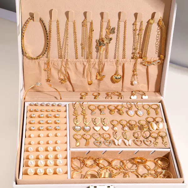 Europe and the United States cross-border new creative simple atmosphere ring earrings gold suit (without box) 115 pieces