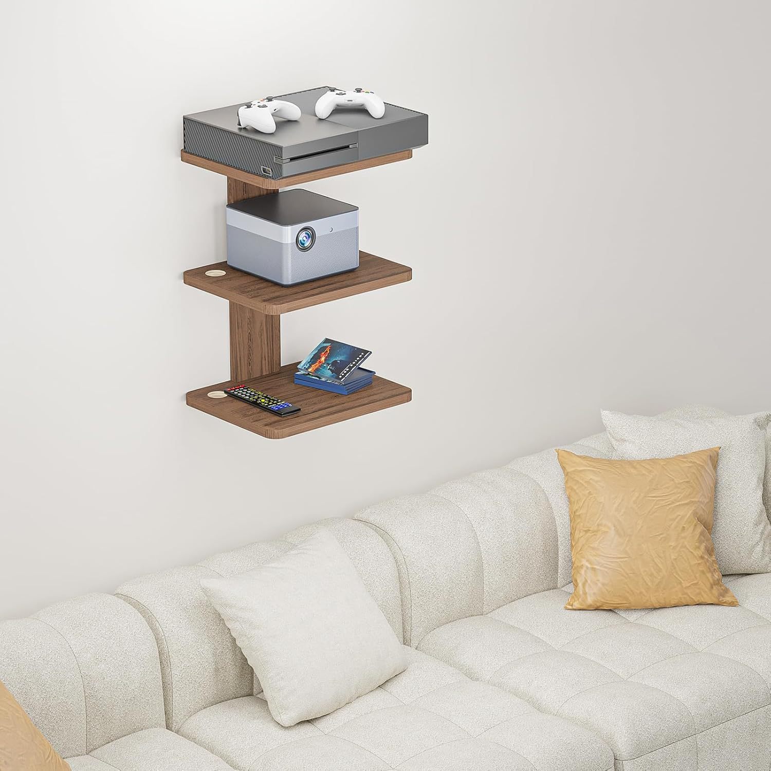 Solid Wood Wall Floating Rack Home Projector TV Rack DVD Player Cable TV Box Game Machine Wooden Rack