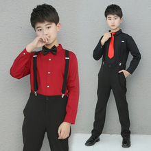 2025新款童装男童衬衫儿童长袖孩白衬衣男春秋韩版潮演出服校服