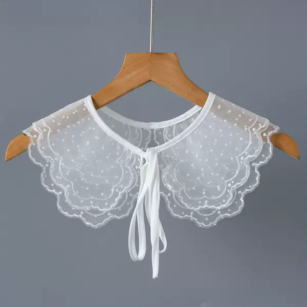 Lace-up shawl fake collar hollow net outer wear