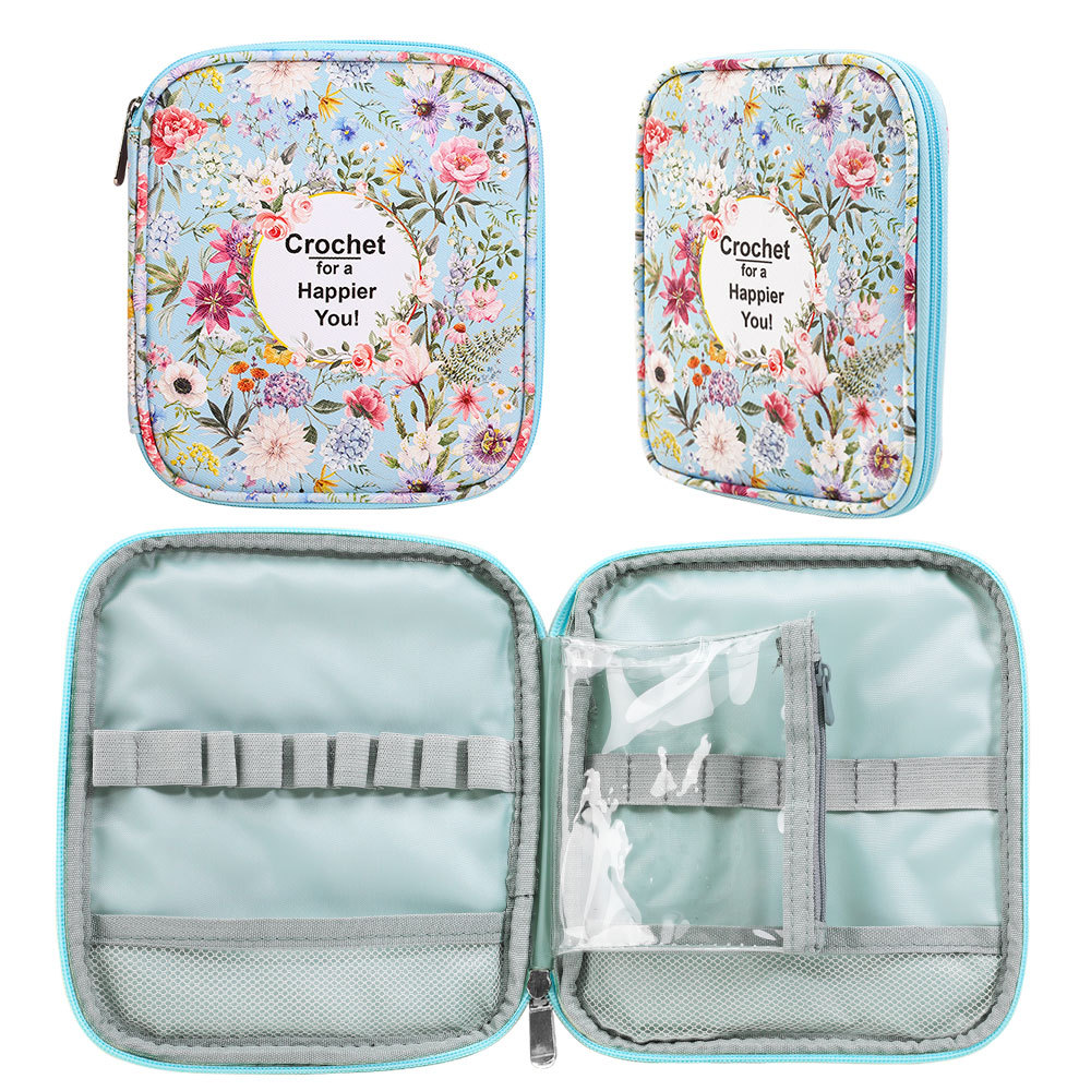 Amazon floral herramienta de tejer accesorios de ganchillo DIY palo de impresión de aguja bolsa de almacenamiento suéter traje de aguja bolsa de almacenamiento