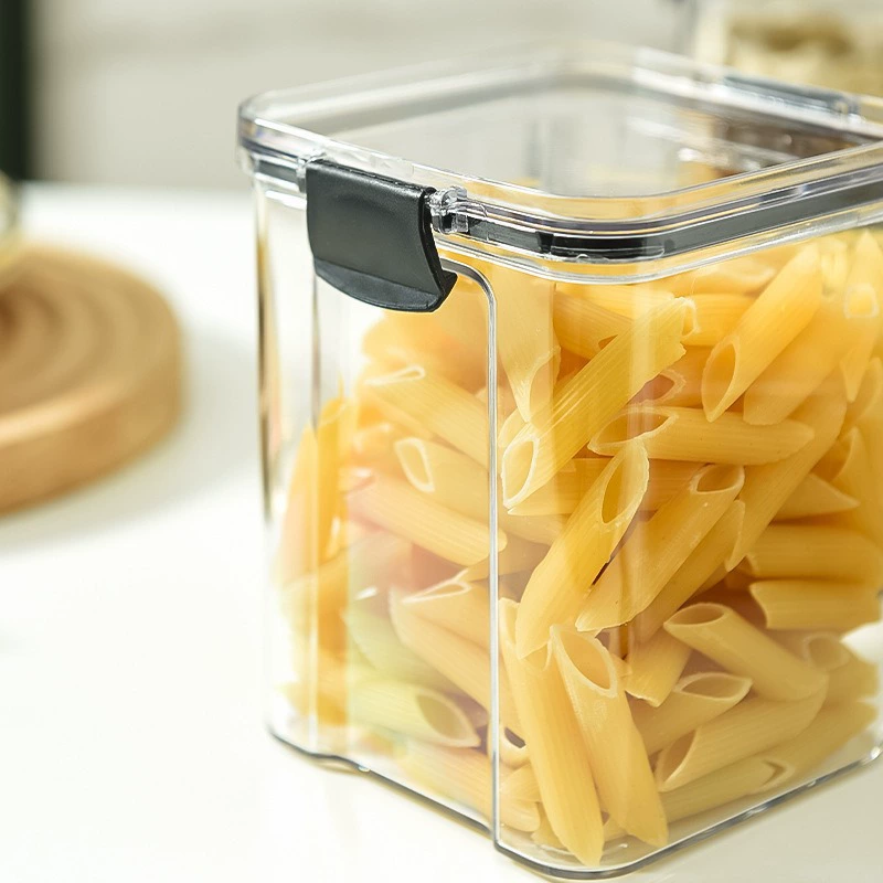 Square transparent airtight storage box, food‑grade plastic, stackable, 460–1800 ml