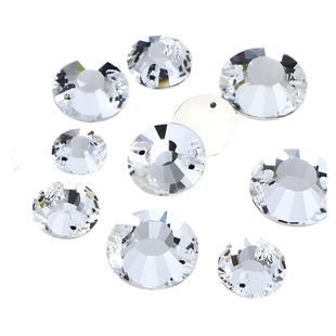 Dongzhou Crystal Manufacturer Wholesale DIY Glass White Hand-Sewn Round Rhinestones for Clothing and Wedding Dress Accessories with Real Silver Plating