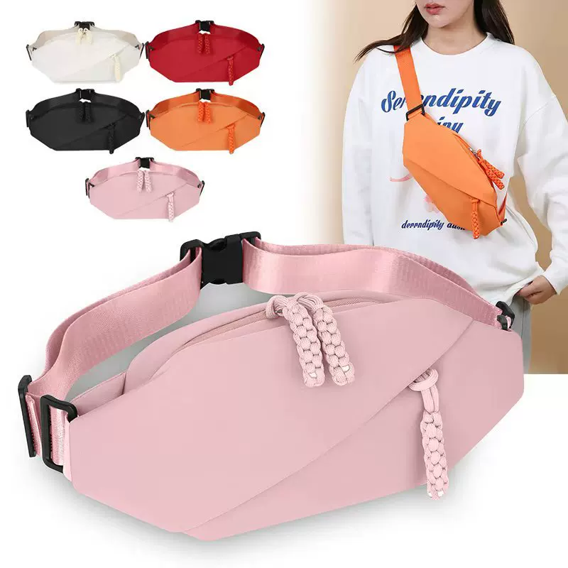 女士胸包纯色简约休闲斜挎包韩版个性百搭单肩包户外运动手机腰包