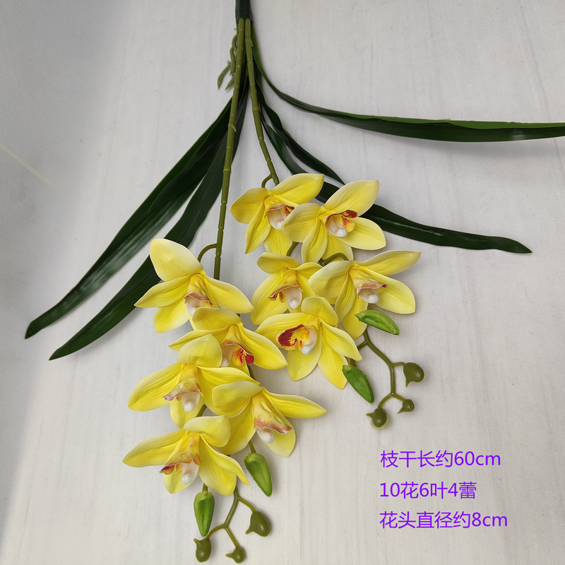 3D printing 10 cymbidium simulation bouquet two forks with leaves living room home hotel ornaments photography decoration fake bouquet