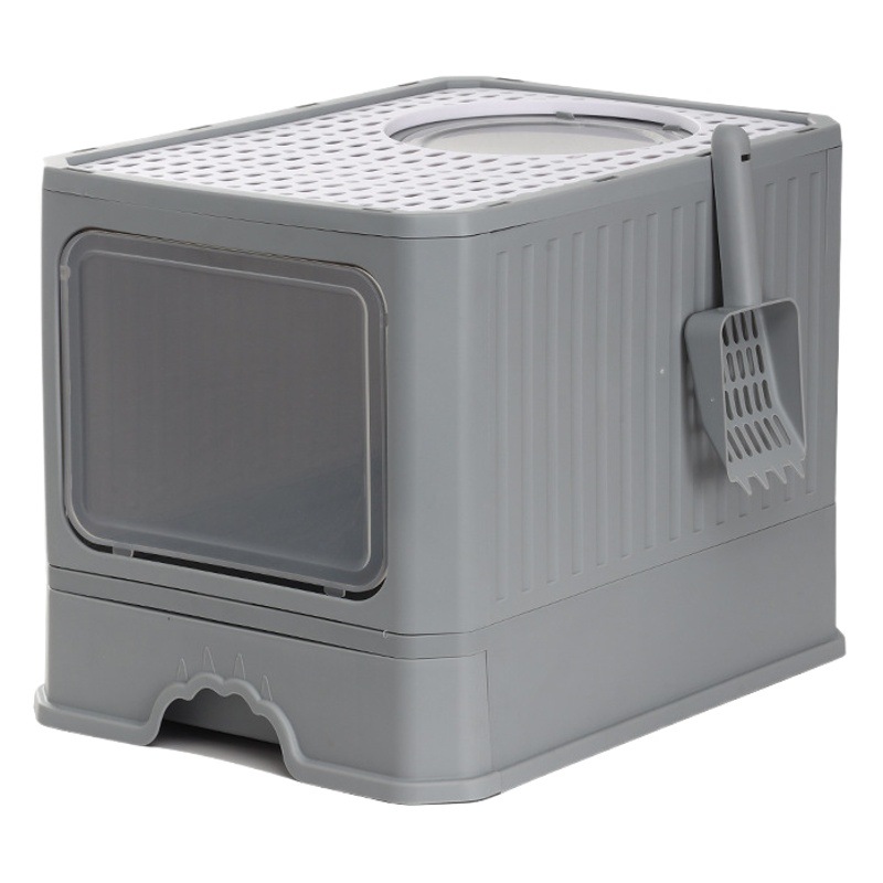 Fábrica al por mayor Gran puerta doble cajón extraíble plegable caja de arena para gatos completamente cerrada anti-Splash top en el inodoro de gato