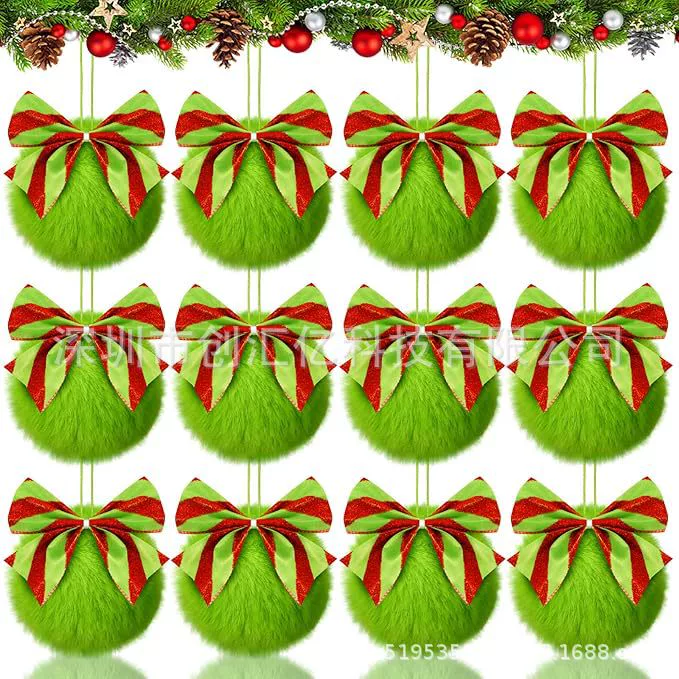 Трансграничный новый бант маленький кролик плюшевые шарики рождественские украшения украшения плюшевые шарики праздничная атмосфера украшения 8cm