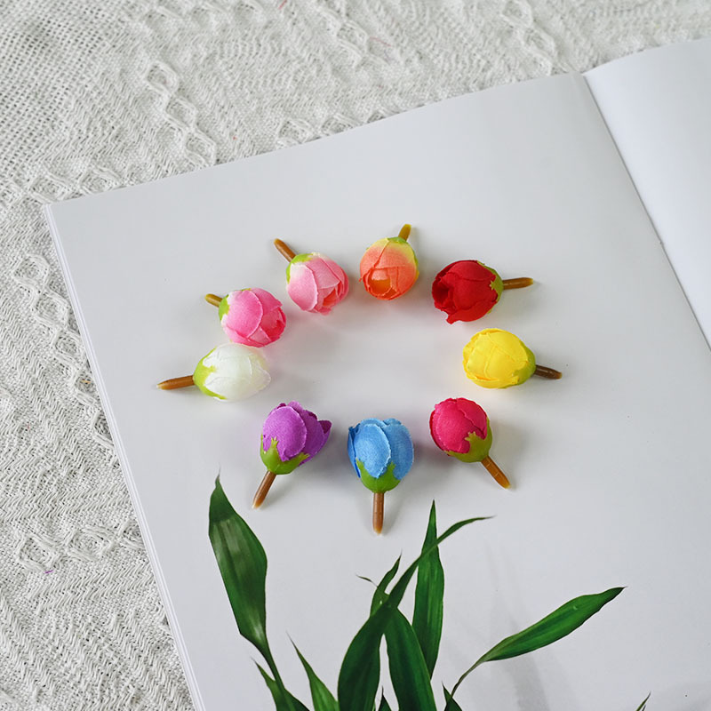 Simulación mini pulgar brotes de rosas brotes de estrellas hechos a mano DIY guirlanda caja de dulces flor de pecho decoración de boda flores de seda