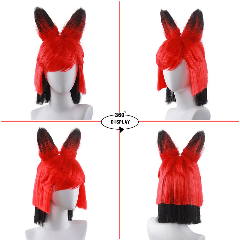 Broadcast Devil Cos Wig Hell Inn Hazbin Hotel Alastor Anime Fake Hair + Ears Broadcast Devil Cos Wig Hell Inn Hazbin Hotel Alastor Anime Fake Hair + Ears