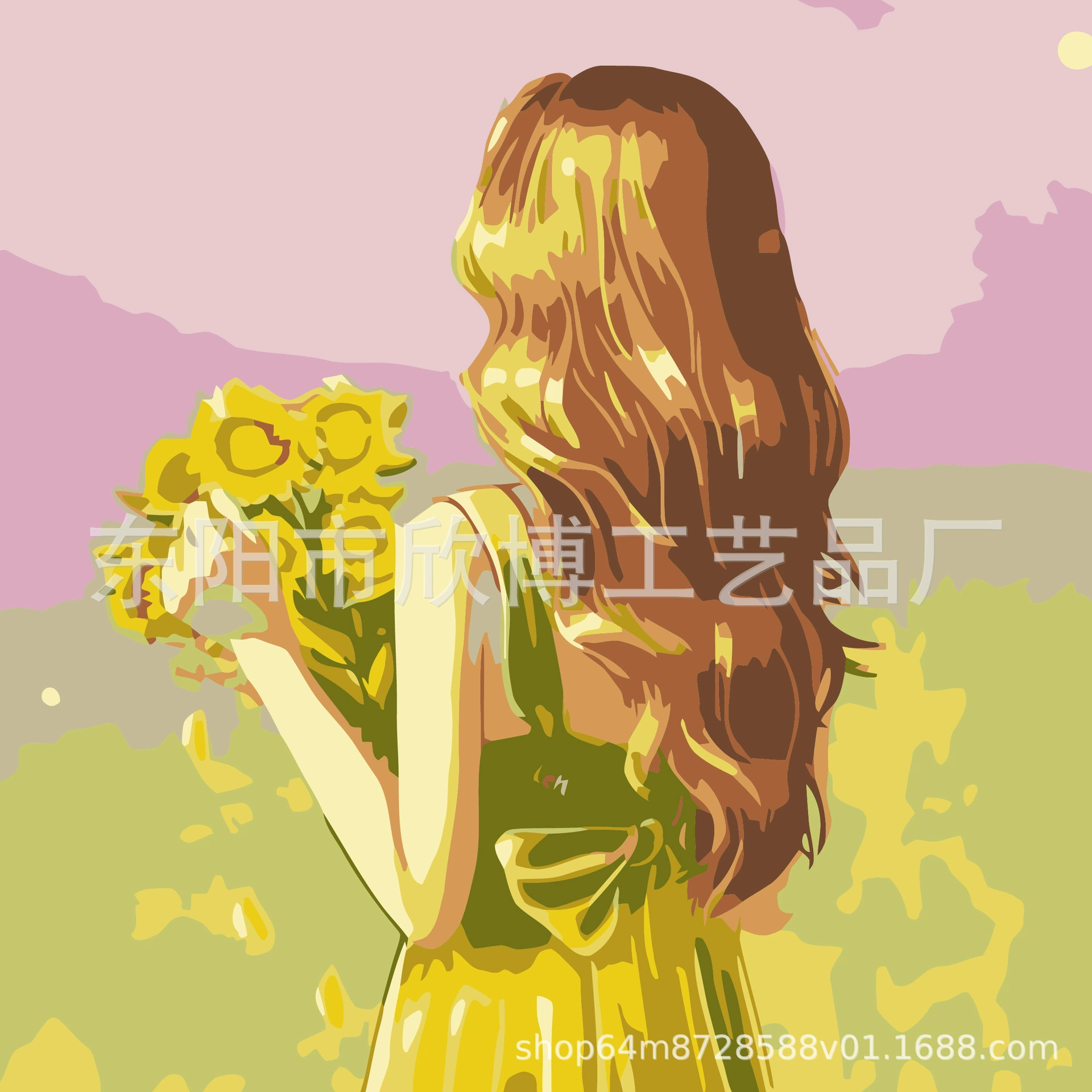 Direct from factory DIY digital oil painting children's hand-painted cartoon coloring stress relief 20*20 landscape floral oil painting