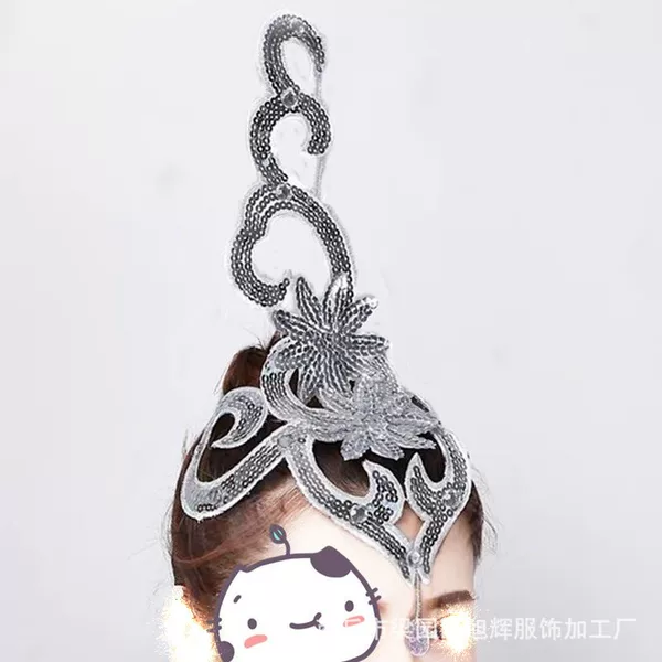 New Ethnic Classical Modern Square Yangko Dance Performance Headwear Opening Dance Performance Headdress Sequin Flower Adult