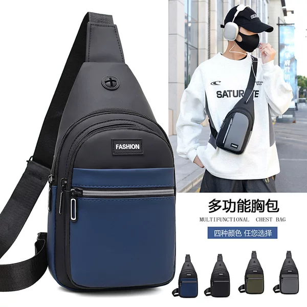 Men's Business Chest Bag, Simple and Fashionable Shoulder Bag, Men's Crossbody Bag, Cycling and Mountaineering Chest Bag, Cross-Border Shoulder Bag